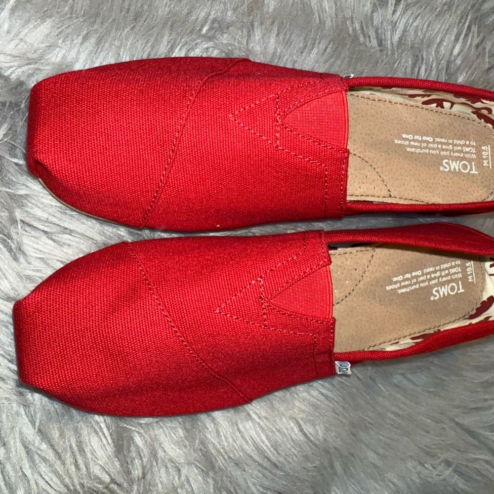 Brand New TOMS Red Canvas Slip-On Shoes